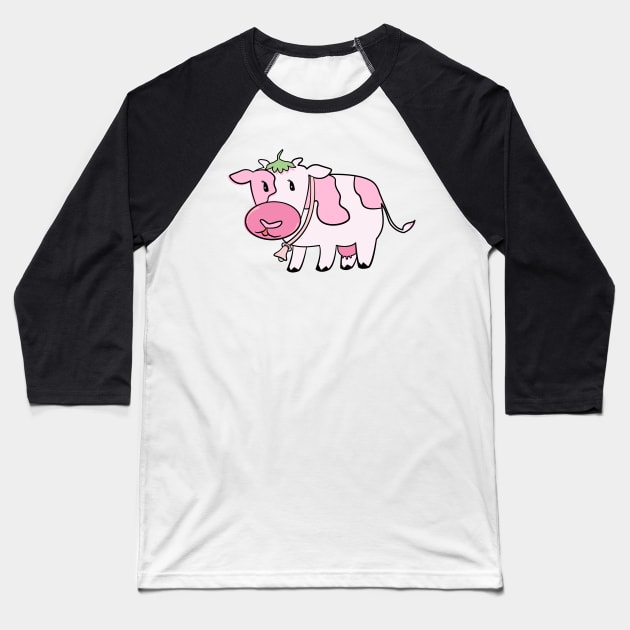 Strawberry Cow Baseball T-Shirt by CTstudio